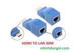 Bộ nối dài HDMI 30M Sang LAN (RJ45) cat5/cat6 - màu xanh 